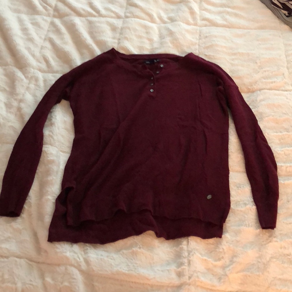 Burgundy AE Button Up Sweater